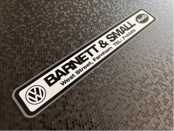 Barnett and Small - Farnham - VW Audi - Dealer Sticker