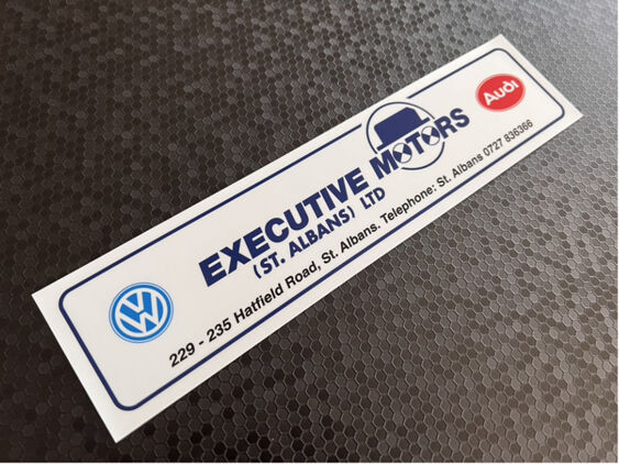Executive Motors - St Albans Hertfordshire - VW Audi - Dealer Sticker