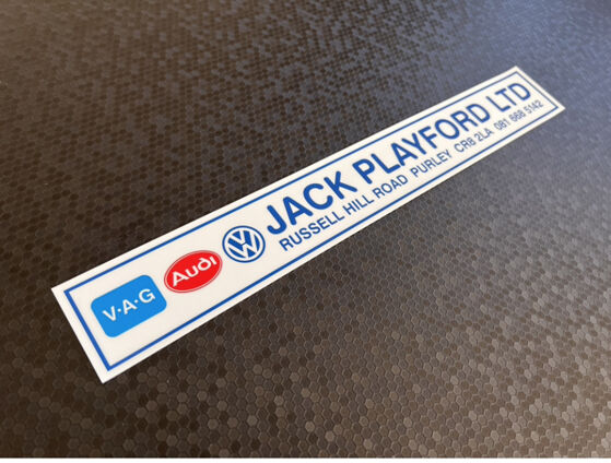 Jack Playford Ltd - Surrey - VW Audi - Dealer Sticker