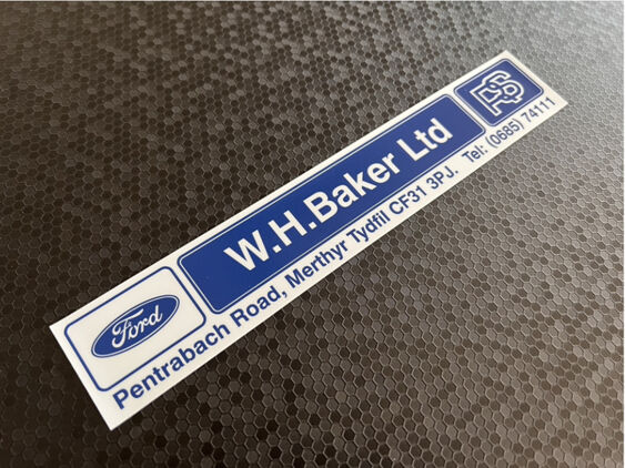 W H Baker - Merthyr Tydfil - Ford - Dealer Sticker