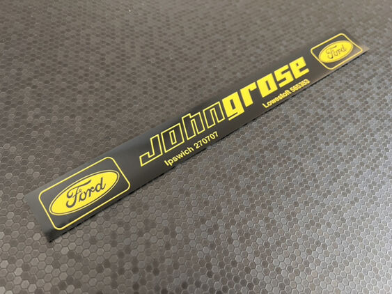 John Grose - Ipswich Lowestoft - Ford - Black/Yellow - Dealer Sticker