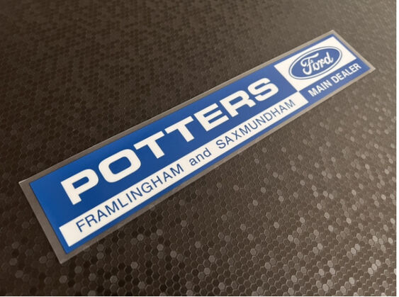 Potters Ford - Framingham and Saxmundham - Ford - Dealer Sticker
