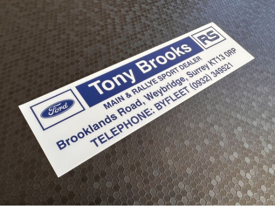 Tony Brooks - Ford - Weybridge Surrey - Dealer Sticker
