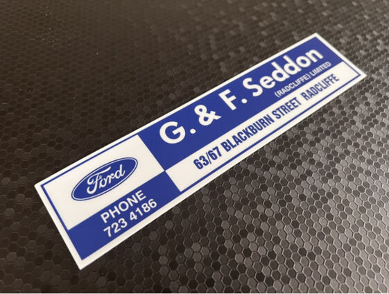 G & F Seddon - Radcliffe - Ford - Dealer Sticker