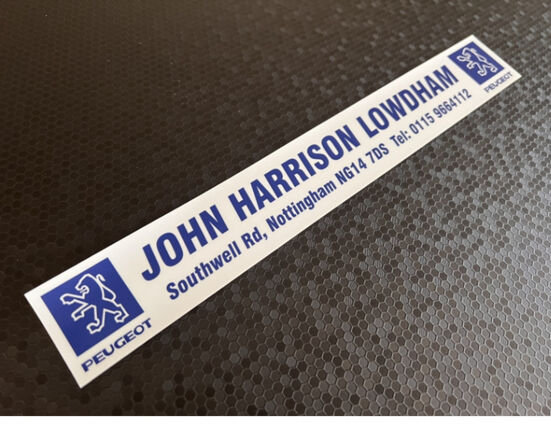 John Harrison - Lowdham - Nottingham = Peugeot - Dealer Sticker