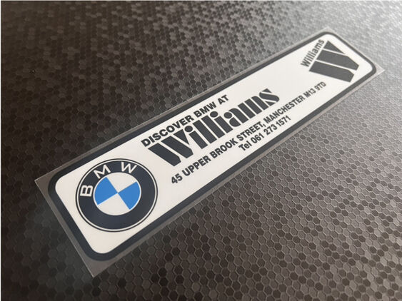 Williams BMW - Manchester - Dealer Sticker