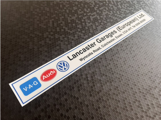 Lancaster Garages - Colchester - VW Audi - Dealer Sticker