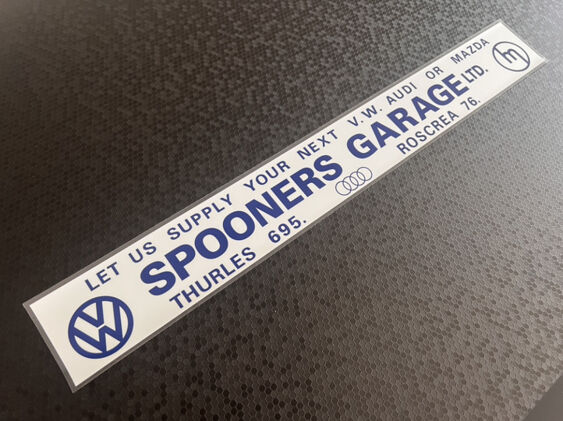 Spooners Garage - Thurles Roscrea - VW Audi - Dealer Sticker