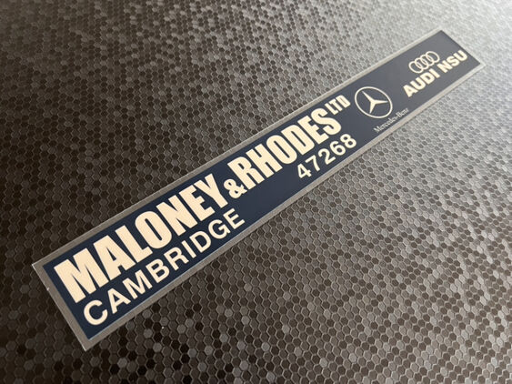 Maloney & Rhodes - Cambridge - Audi NSU Mercedes - Dealer Sticker