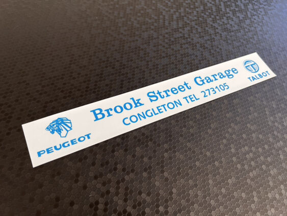 Brook Street Garage - Congleton Cheshire - Peugeot Talbot - Dealer Sticker