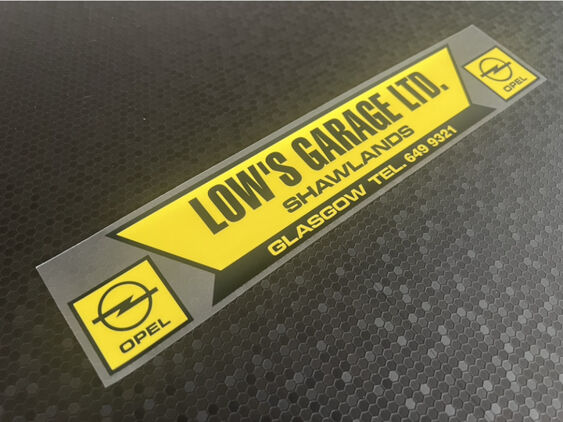 Lows Garage - Shawlands Glasgow - Opel - Dealer Sticker