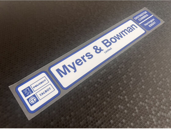 Myers & Bowman - Cumbria - Peugeot Talbot - Dealer Sticker