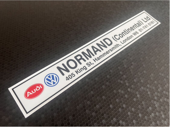 Normand Continental - Hammersmith London - VW Audi - Dealer Sticker