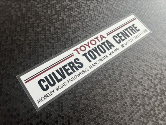 Culvers Toyota Centre - Manchester - Dealer Sticker