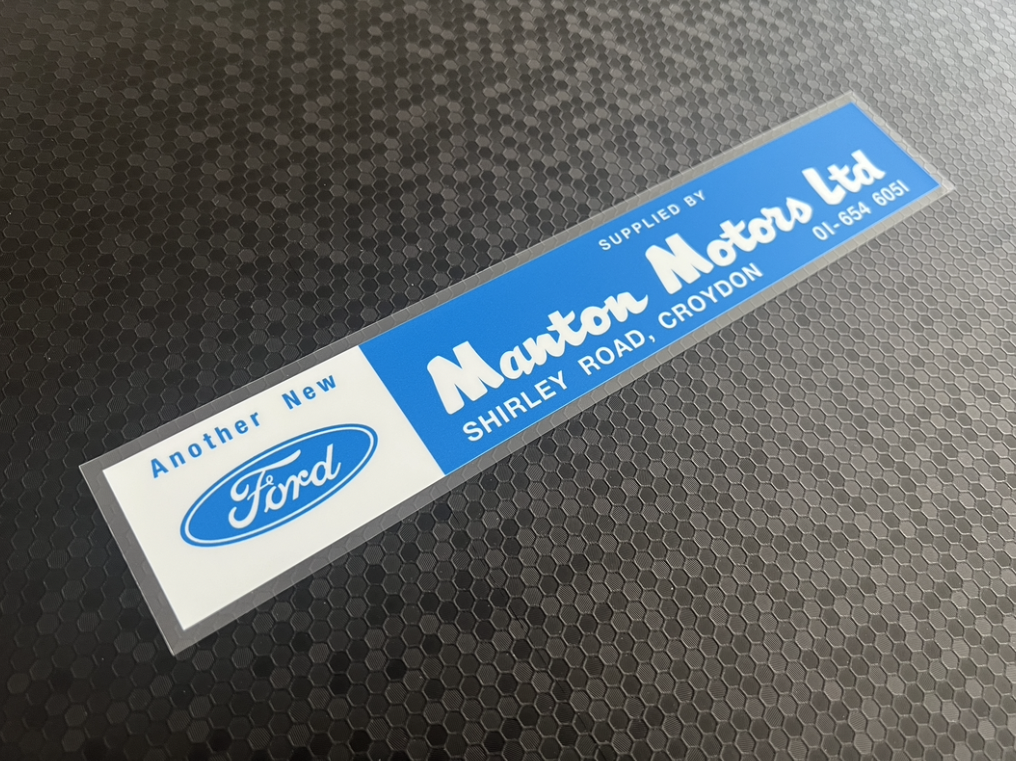 Manton Motors Croydon Ford Dealer Sticker