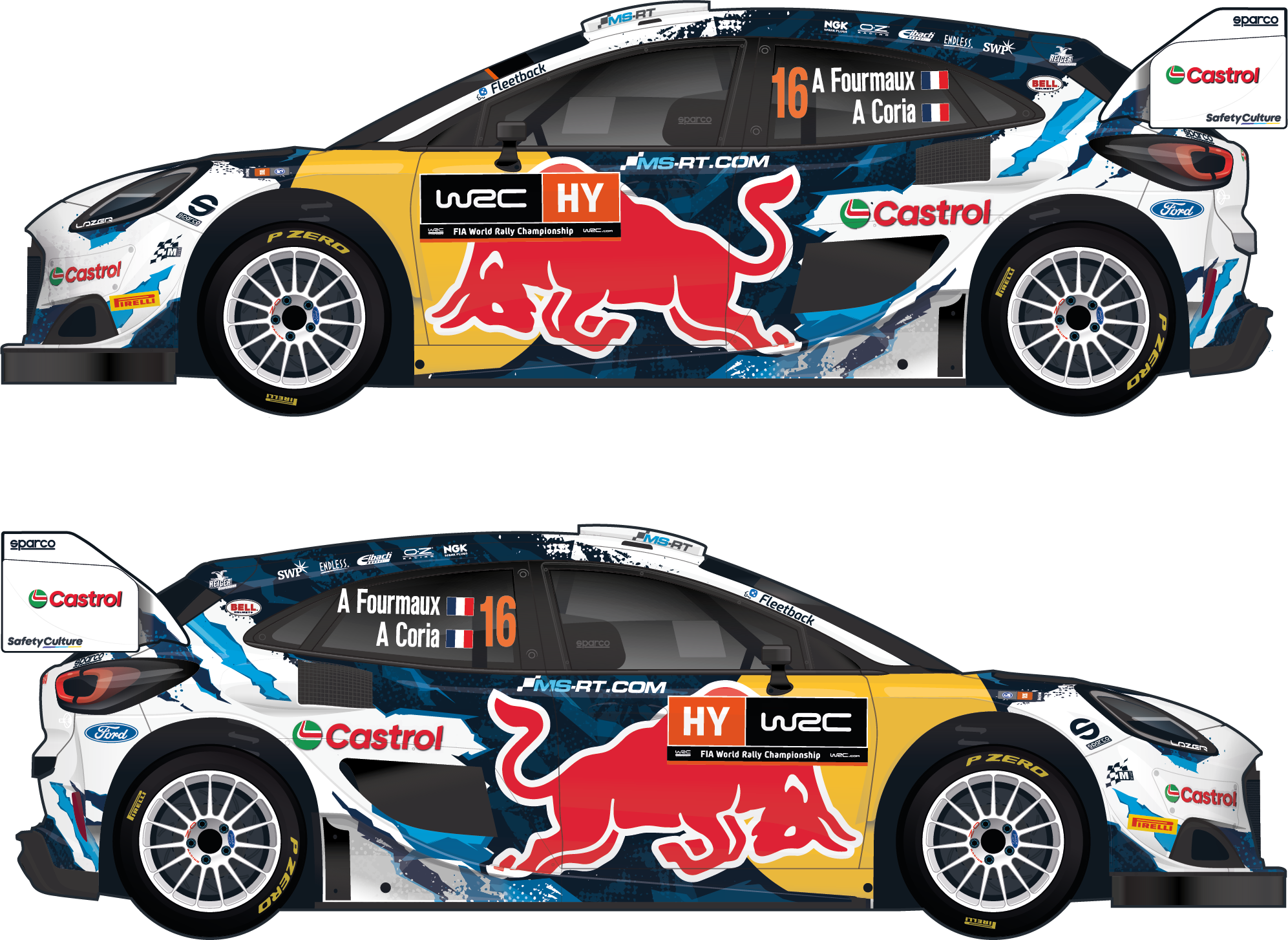 M Sport Ford Puma Hybrid Rally 1 Car Silhouette Stickers 2024 Adrien Fourmaux