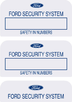 Ford Security System Decal - Set of 3