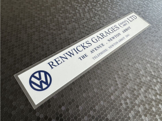 Renwicks Garages - VW - Newton Abbot - Devon - Dealer Sticker