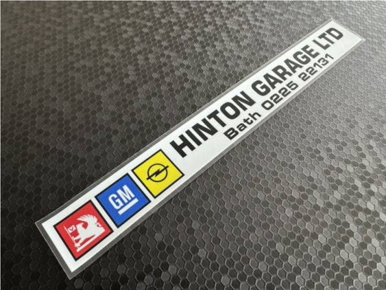 Hinton Garage - Bath - Vauxhall Opel - Dealer Sticker