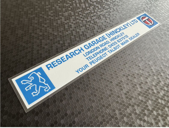 Research Garage - Peugeot Talbot - Hinckley Leicestershire - Dealer Sticker