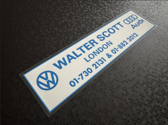 Walter Scott - London - VW Audi - Dealer Sticker