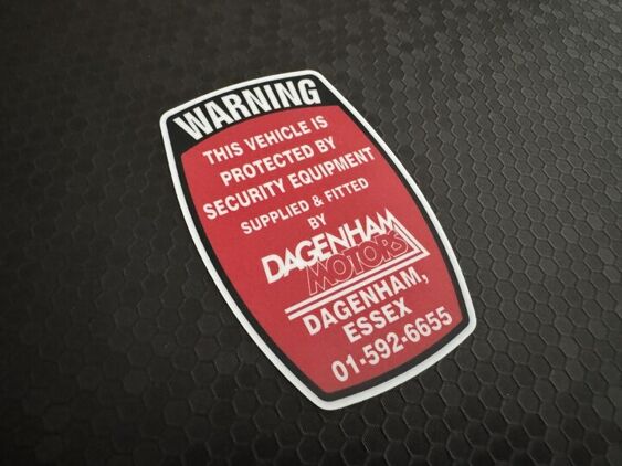 Dagenham Motors Security Decal