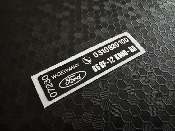 Escort Mk3 RS Turbo S1 Distributor Heat Shield Decal