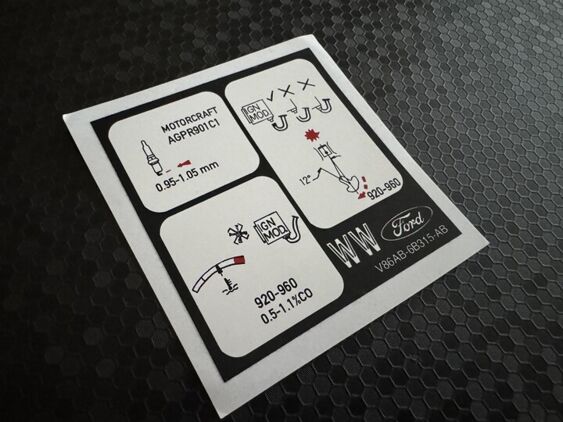 Escort Mk4 RS Turbo S2 Slam Panel Ignition Timing Decal