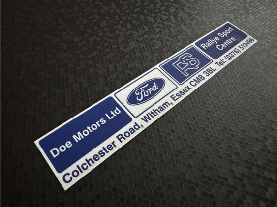 Doe Motors - Witham Essex - Ford Rallye Sport Centre - Dealer Sticker