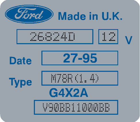 Escort RS Cosworth Starter Motor decal