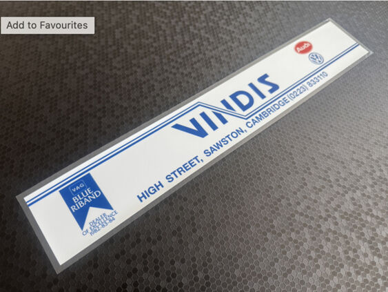 Vindis - Cambridge - VW Audi - Dealer Sticker - V2