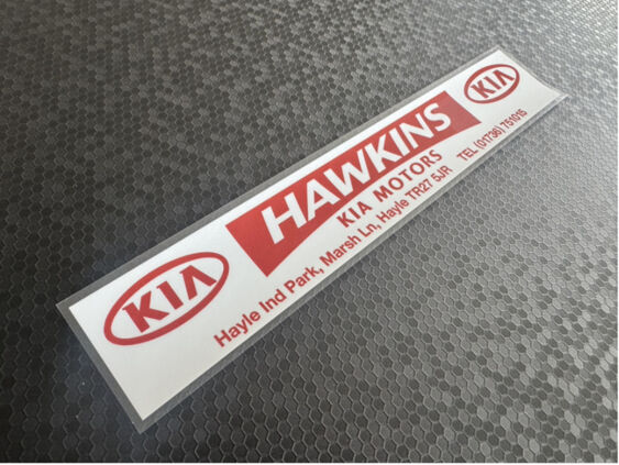 Hawkins - KIA - Hayle Cornwall - Dealer Sticker